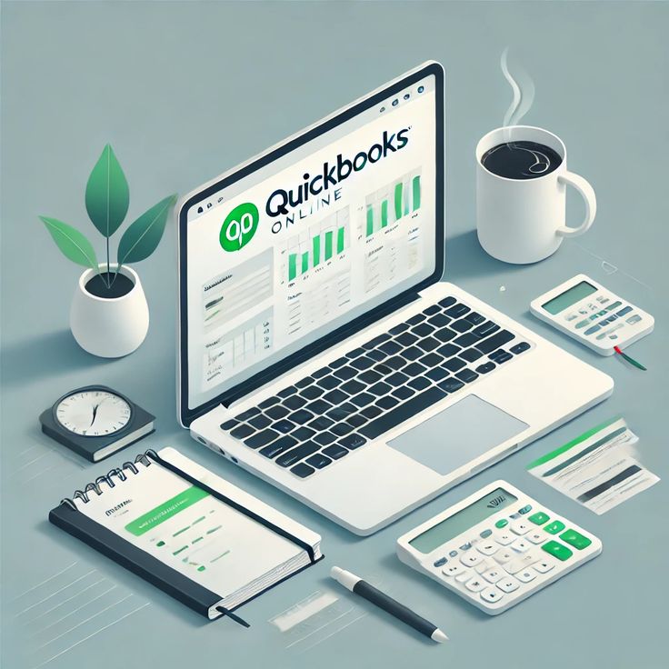 QuickBooks Online dashboard on a laptop